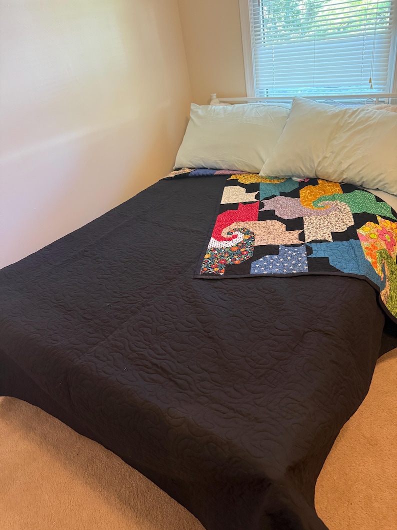 Cats Handmade Quilt | Colorful Cat Patchwork Quilt | Large Reversible ...