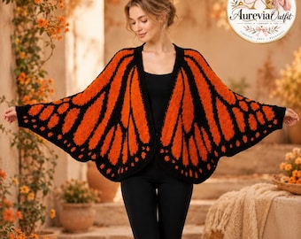 Monarch Butterfly Wing Knit Cardigan | Oversized Boho Cocoon Sweater