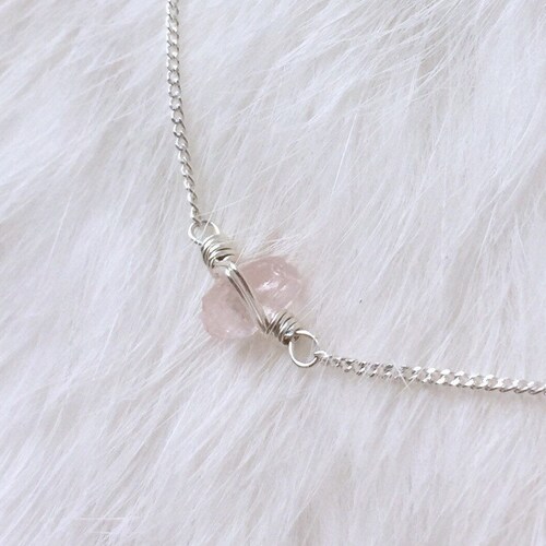 RAW ROSE QUARTZ Necklace Raw Crystal Necklace Rose Quartz Etsy