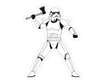 Funny Axe Throwing Sticker, Stormtrooper Kiss-Cut Decal, Worst Aim In The Galaxy Best Grip On A Hatchet, Star Wars Gift for Axe Throwers