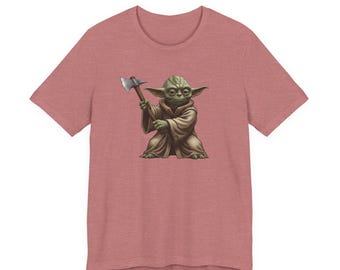 Funny Axe Throwing Shirt, Yoda Axe Throwing Master Tee, "Size Matters Not Only Aim" Bella Canvas Unisex Shirt, Gift for Axe Thrower Dad