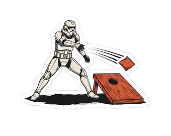 Stormtrooper Cornhole Sticker - Kiss-Cut Decal, Funny Star Wars Cornhole Sticker Gift for Cornhole Players, 4x4 Vinyl