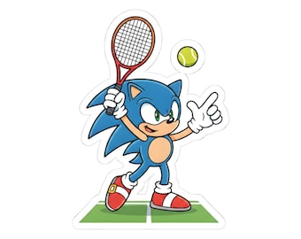 Sonic the Hedgehog Tennis Sticker - Serves an Ace Kiss-Cut Vinyl Decal, Funny Tennis Gift for Sonic Fans, Laptop Water Bottle Sticker 4x4