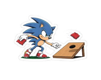 Sonic the Hedgehog Cornhole Sticker - Bag Blitz Kiss-Cut Decal 4x4 - Funny Cornhole Board Sticker Gift for Sonic Fans and Bag Toss Players