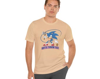 Funny Axe Throwing Shirt, Sonic the Hedgehog Gotta Throw Fast Tee, Hatchet Throwing T-Shirt Gift for Axe Throwers, Bella Canvas Unisex Shirt