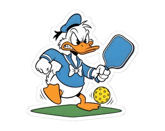 Funny Pickleball Sticker, Donald Duck Kitchen Meltdown Kiss-Cut Sticker 4x4, Funny Pickleball Gift for Player, Laptop Water Bottle Decal