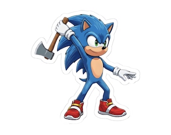 Axe Throwing Sticker featuring Sonic the Hedgehog Wind-Up Throw, Funny Kiss-Cut Vinyl Decal for Water Bottle, Laptop, Gift for Axe Throwers