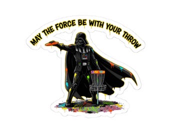 Disc Golf Sticker Funny, Darth Vader Disc Golf Kiss-Cut Sticker, May The Fore Be With You, Star Wars Disc Golf Gift, Laptop Water Bottle Dec