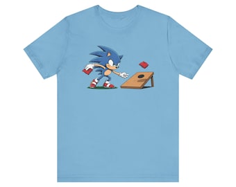 Sonic the Hedgehog Cornhole Shirt, Bag Blitz Graphic Tee, Funny Cornhole T-Shirt, Gift for Cornhole Player, Unisex Bella Canvas Tee