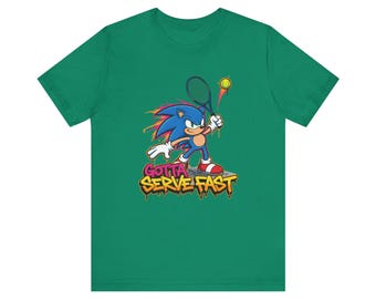 Funny Tennis Shirt, Sonic the Hedgehog Tennis Shirt, Gotta Serve Fast Ace Tee, Bella Canvas Unisex Jersey Shirt, Gift for Tennis Player
