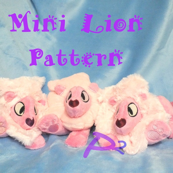 ITH Pattern for Mini Lion Plush -In The Hoop Hybrid Pattern and Printable Pattern-