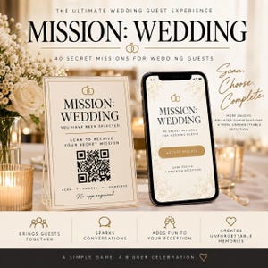 Wedding Secret Missions | QR Code Guest Game | 40 Interactive Wedding Reception Challenges