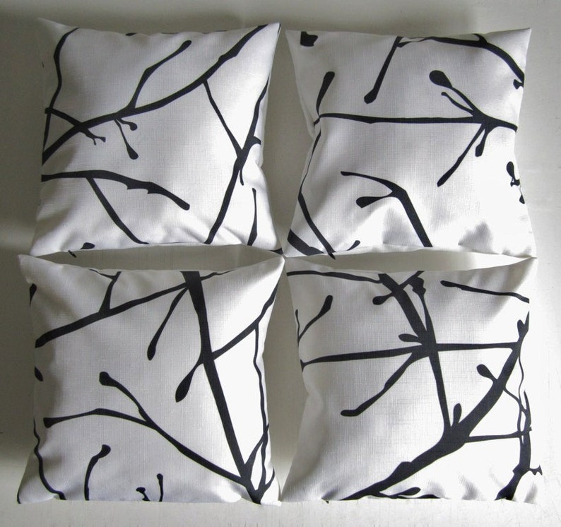 Black White Branch Pillow Cover Black and White Pillow Cover Etsy