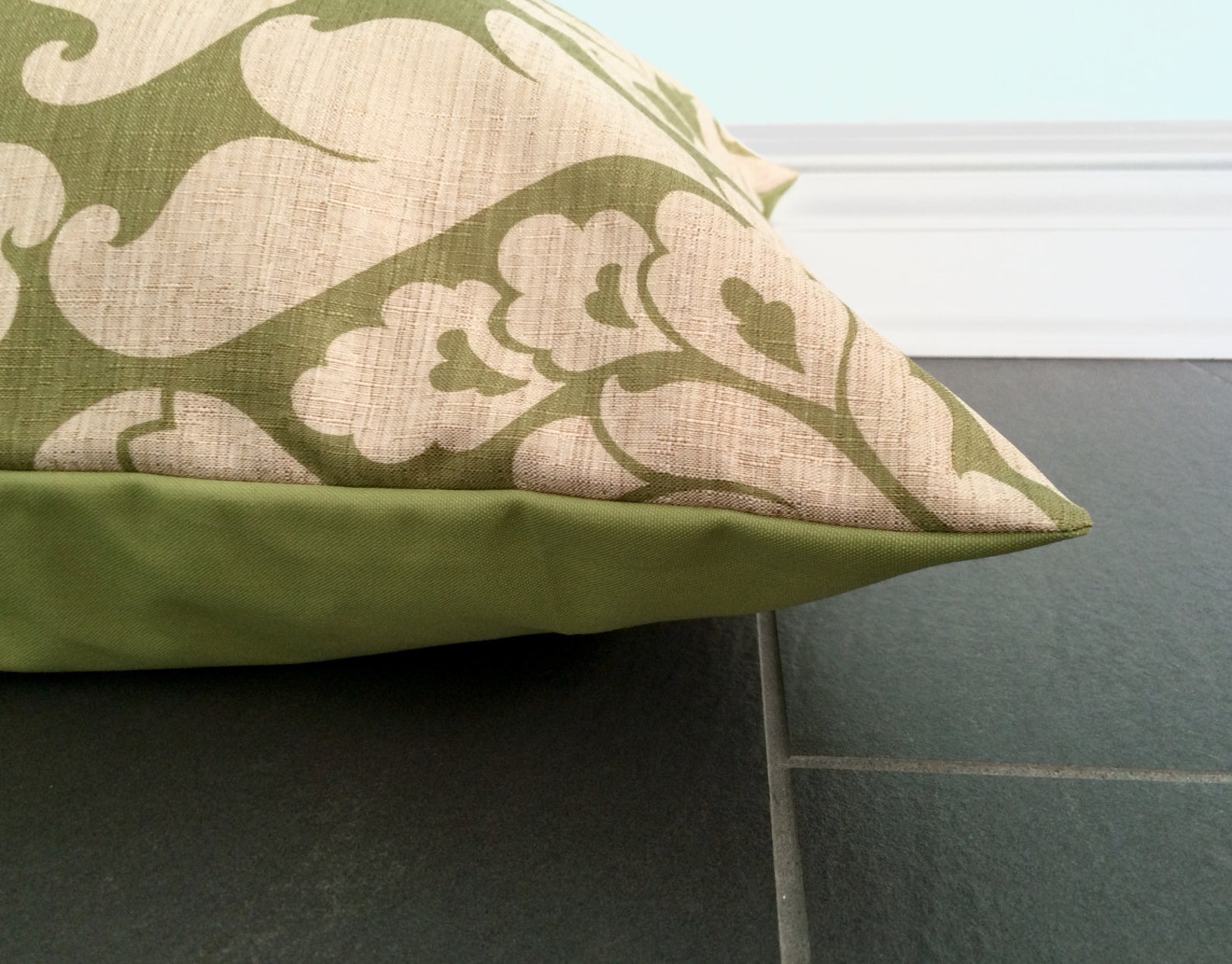 Lime Green Floor Pillow Cover 26x26 Damask Pillow Cover Etsy