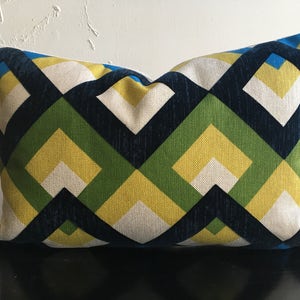 Retro Argyle Pillow Covers, 12x18 Colorful Lumbar Pillow Cover, Geometric Preppy Throw Pillow