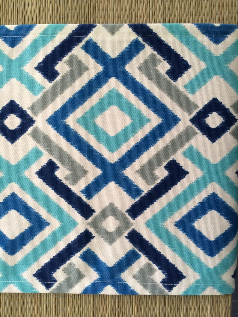 Outdoor Table Runner Navy Blue Turquoise Ikat table Runner Etsy