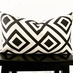 La Fiorentina David Hicks Black and White Decorative Lumbar Throw Pillow Cover 12x24 Modern Throw Pillow Cover