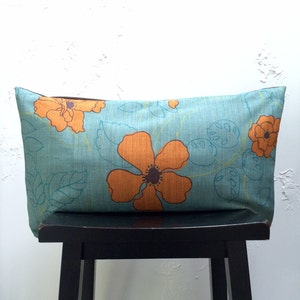 Retro Pillow Covers- 16x26 Turquoise Teal Orange Lumbar Pillow Covers