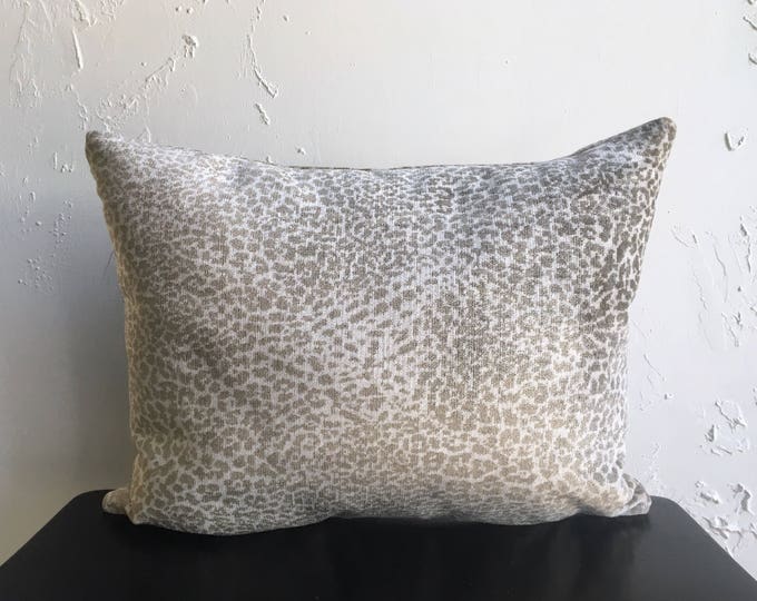 Velvet Animal Print Pillow Cover, Taupe Velvet Leopard Pillow Cover