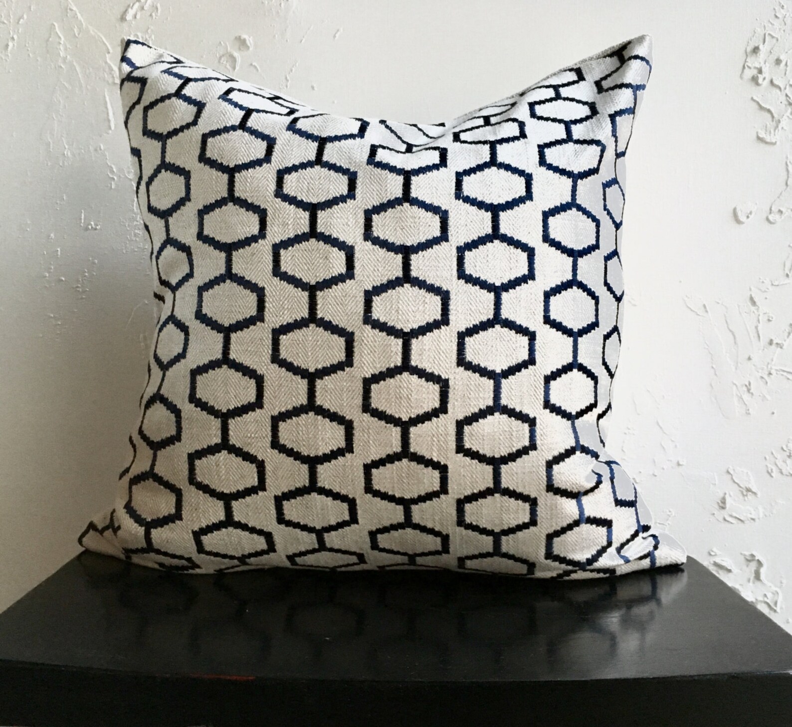 Navy Blue Geometric Pillow Cover, 18x18 Decorative Pillow Cover