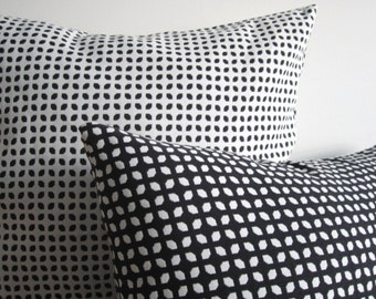 Black White Pillow Cover, 10x20 Modern Decorative Pillow, Reversible Pillow Cover, Geometric Trellis Decorative Pillow