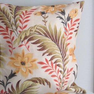 Set di 2 federe per cuscini floreali 20x20 - Federa per cuscino decorativa in oro senape, Federa per cuscino di design tropicale per interni ed esterni, Senape retrò
