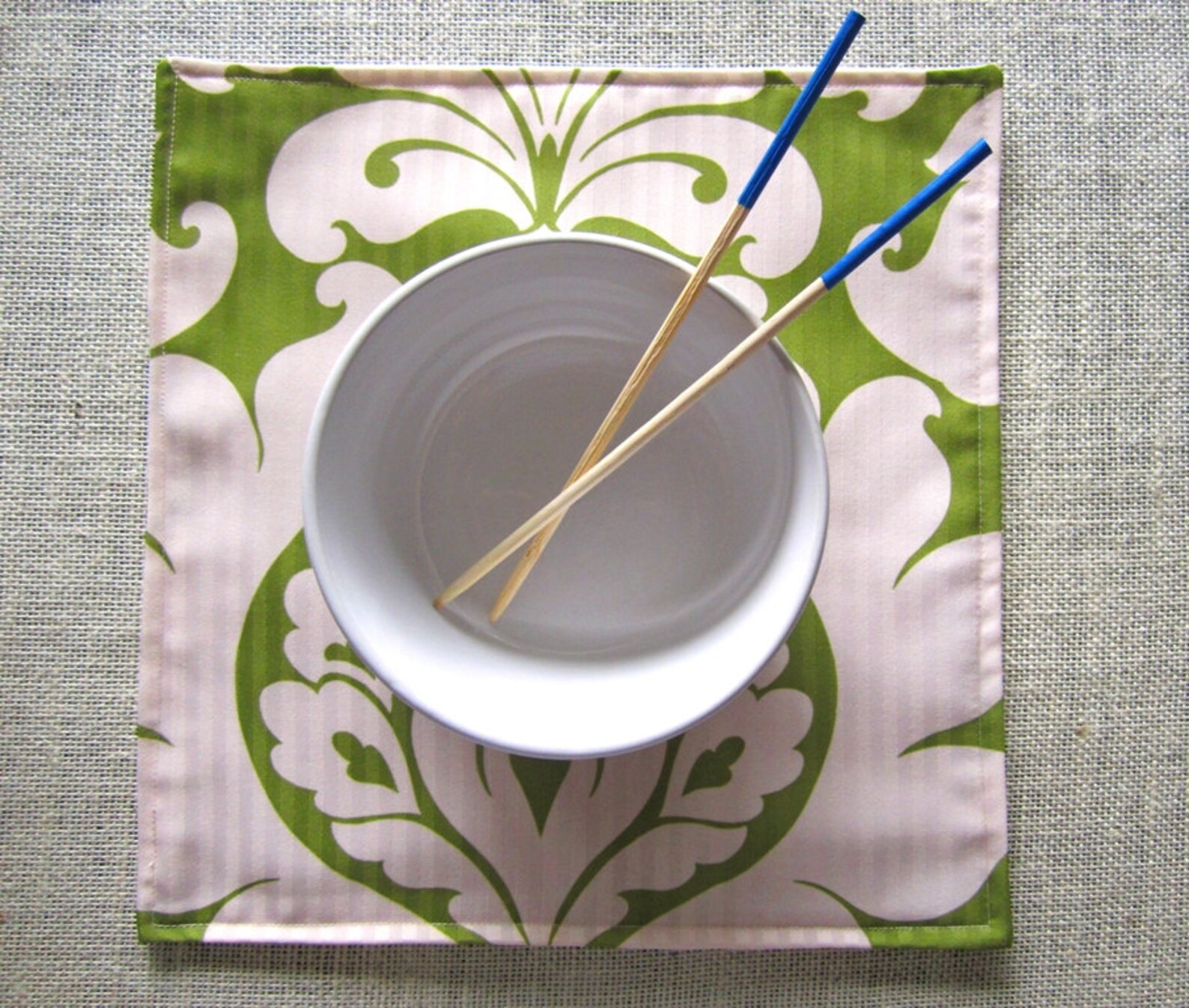 Lime Green Table Placemats Damask Linens for Small Spaces Etsy