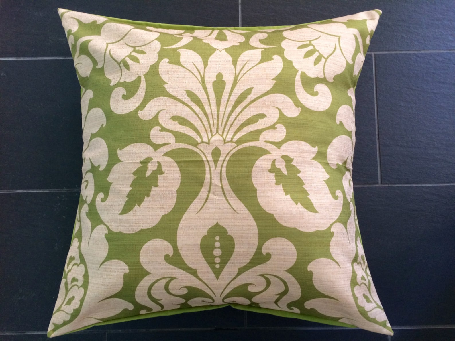 Lime Green Floor Pillow Cover 26x26 Damask Pillow Cover Etsy