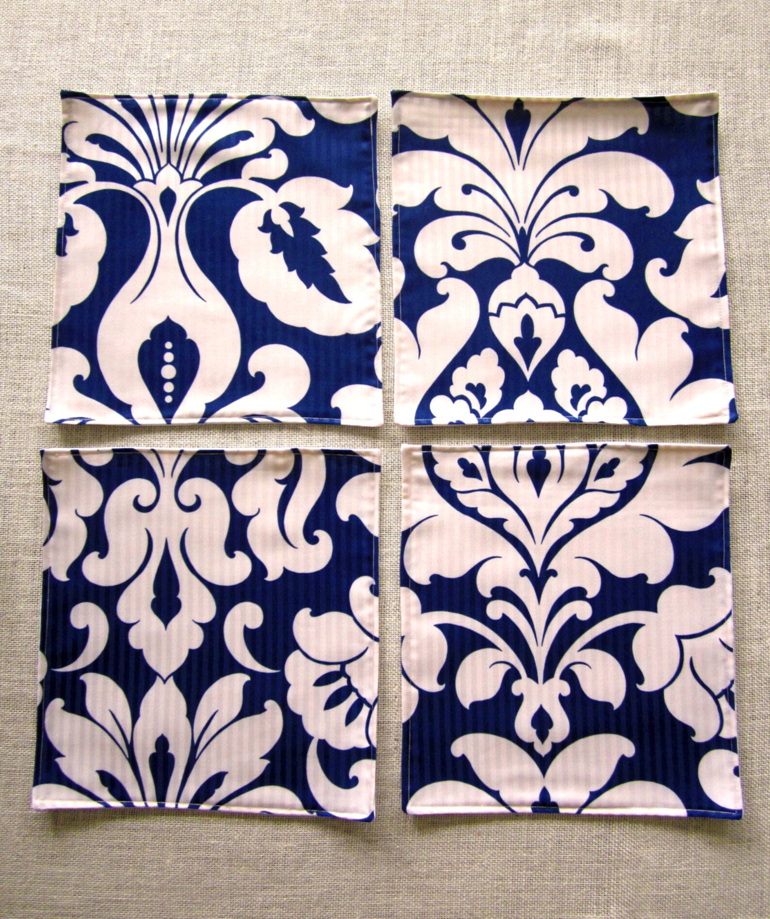Blue Damask Placemats 12x12 Set of 4 Cobalt Blue Table Etsy