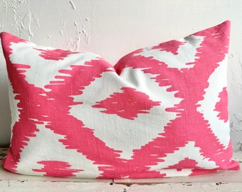 Lilly Pulitzer Big Wave Flamingo Decorative Pillow Cover, 12x18 Pink Ikat Lumbar Pillow Cover