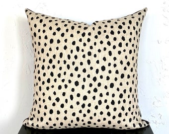 Kate Spade Fauna Flaxseed 18x18 Decorative Pillow Cover, Taupe and Black Animal Print Throw Pillow Cover