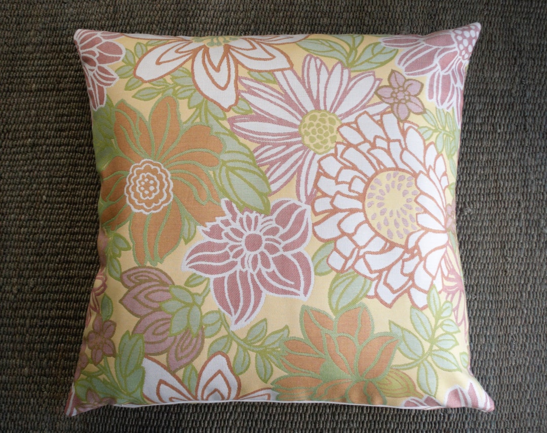 Floral Floor Pillow Cover,28x28 Retro Modern Pastel Floral Extra Large