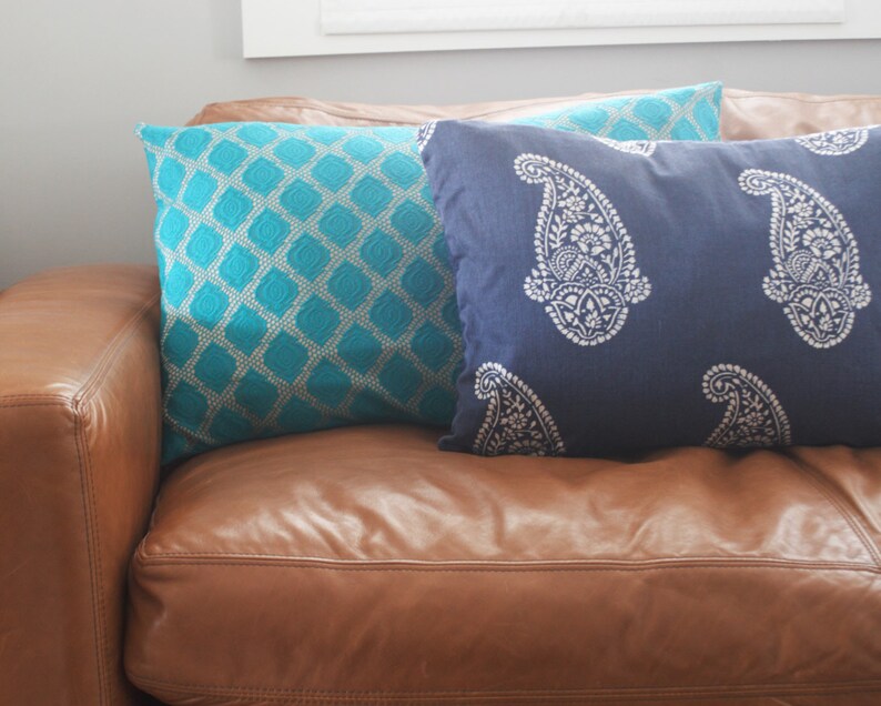 Turquoise Lace Pillow Cover 16x26 Moroccan Lumbar Pillow Etsy