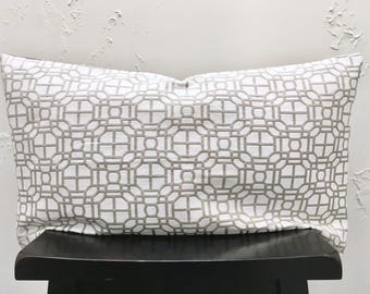 Geometric Pillow Cover, Warm Gray Lumbar Pillow, 16x26 Decorative Pillow Cover, Modern Throw Pillow