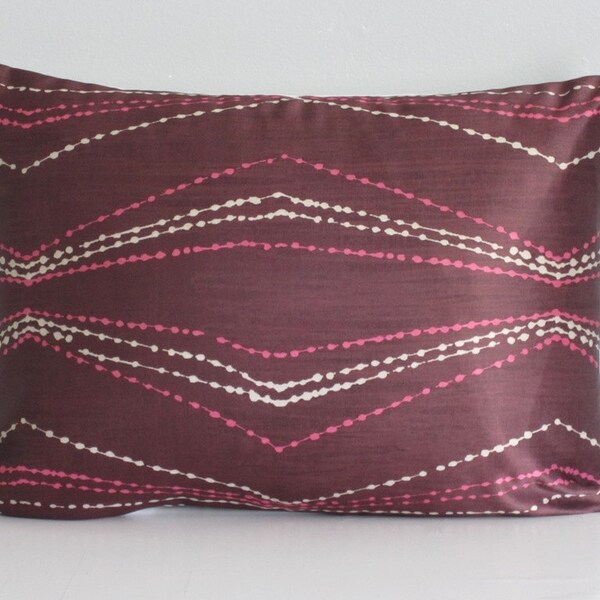 Plum Chevron Pillow Covers, Zig Zag Dots Pillows- Fall Lumbar Pillows 12x18 Throw Pillows