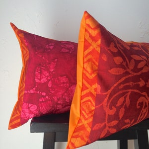 Batik 16x26 Bohemian Decorative Pillow Cover Colorful Pink Orange Pillow Cushion Boho outdoor lumbar throw pillow cover Designer Cushion