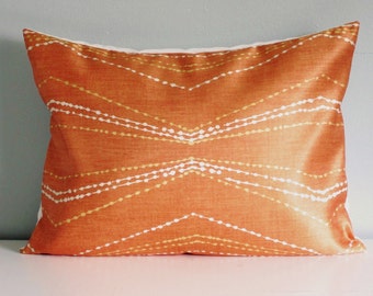Orange Zig Zag Pillow Covers, Chevron Decorative Pillow, Zig Zag Lumbar pillows