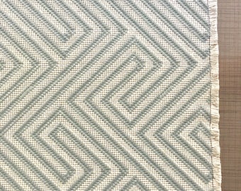 Aqua Maze Table Runner- 13.5 x 65" Table Runner, Aqua Table Linens Runner, Woven Table Runner