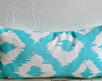 Lily Pulitzer Shorely Blue Decorative Pillow Cover, 12x24 Turquoise Lumbar Double-sided Pillow Cover