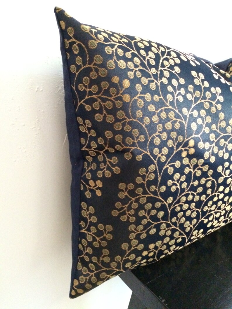 Vintage Blossom Pillow Cover 16x26 Navy Lime Floral Pillow Etsy