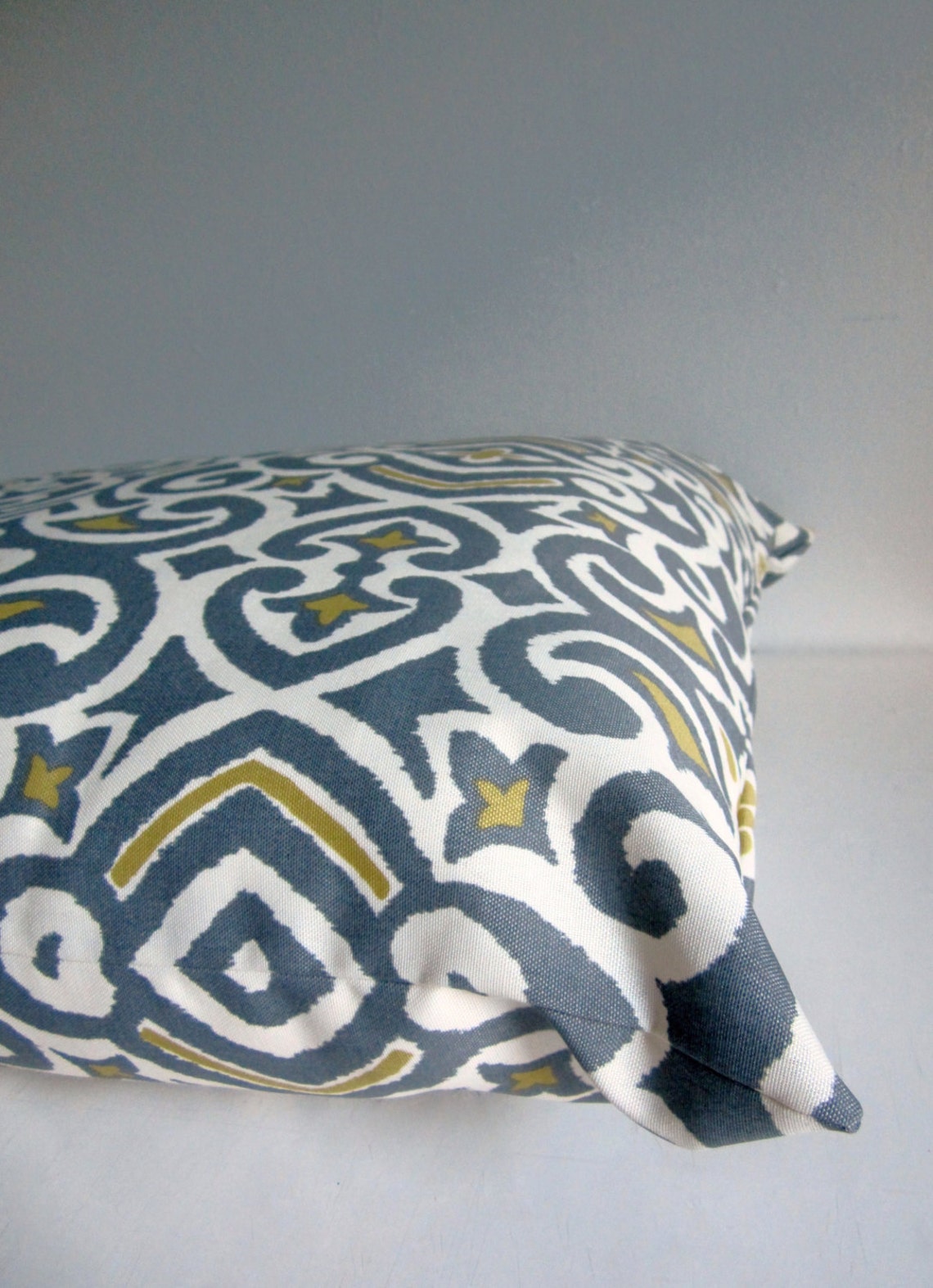 Gray Ikat Floor Pillow Cover 26x26 Gray Chartreuse Pillow Etsy