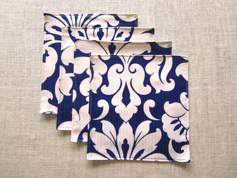 Blue Damask Placemats 12x12 Set of 4 Cobalt Blue Table Etsy
