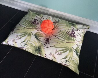 Tropisch hondenbed, botanische hoes huisdierbed, 25 x 35 tropische hondenbedovertrek, kussensloop medium huisdier, groen beddengoed voor huisdieren, campinghuisdieren