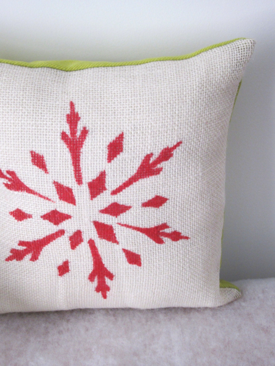 Handpainted Red Snowflake Pillow Cover Holiday Pillow Etsy