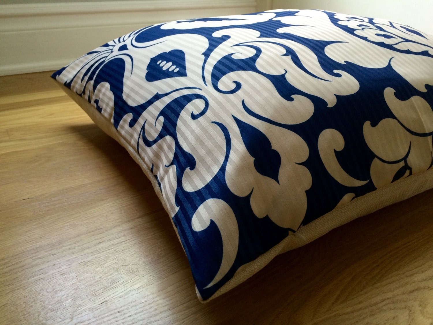 Blue Floor Pillow 26x26 Large Damask Floor Pillow Colorful Etsy