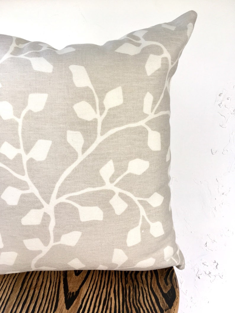 Neutral Botanical Pillow Cover 20x20 Cream and Oatmeal Floral Etsy