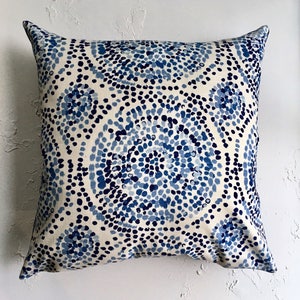 Blue Mosaic throw Pillow Covers, Extra Large Pillows 26x26, Blue Medallion Decorative Pillow Covers, custom sizes