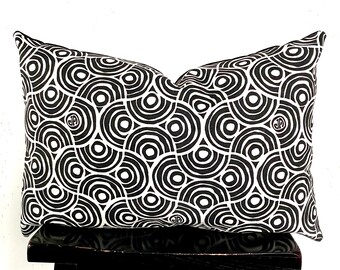Jonathan Adler Off Grid Charcoal ll Pillow Cover, 16x24 Decorative Black and White Canvas Throw Pillow Cover
