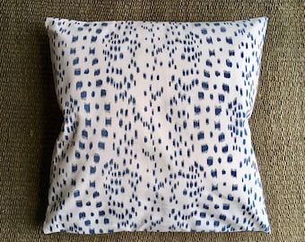 Les Touches Ikat Floor Pillow Cover, 24x24 Navy Blue Throw Pillow Cover, Brunschwig and Fils Decorative Throw Pillow