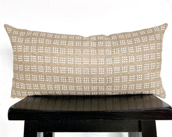 Groundworks Paradox Kelly Wearstler 12x24 Beige Linen and White Decorative Lumbar Pillow covers